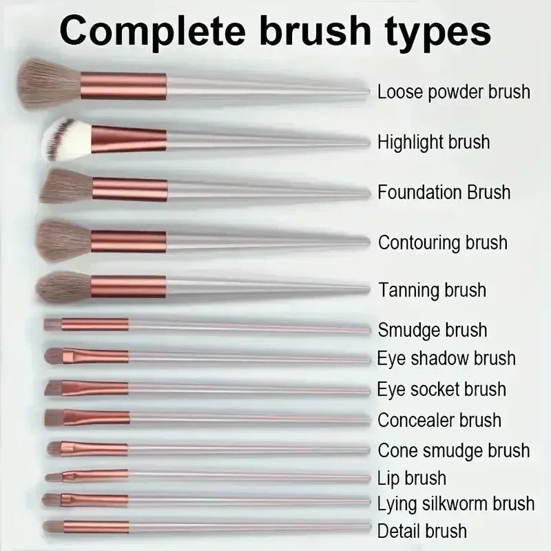 Set de Brochas de Maquillaje Profesional 13 piezas | Kabuki, Difuminadoras, Base y Sombras