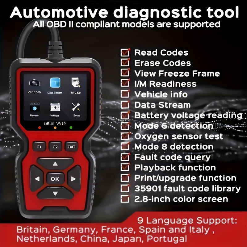 Escáner OBD2 Profesional V519 | Diagnóstico de Coche con USB