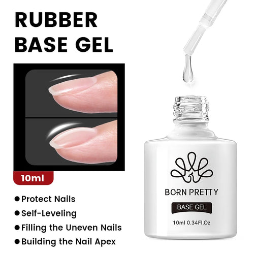 BORN PRETTY Gel de Uñas 10ml | Base Gel, Capa de Acabado, Gel Caucho, Gel de Refuerzo | Manicura UV/LED