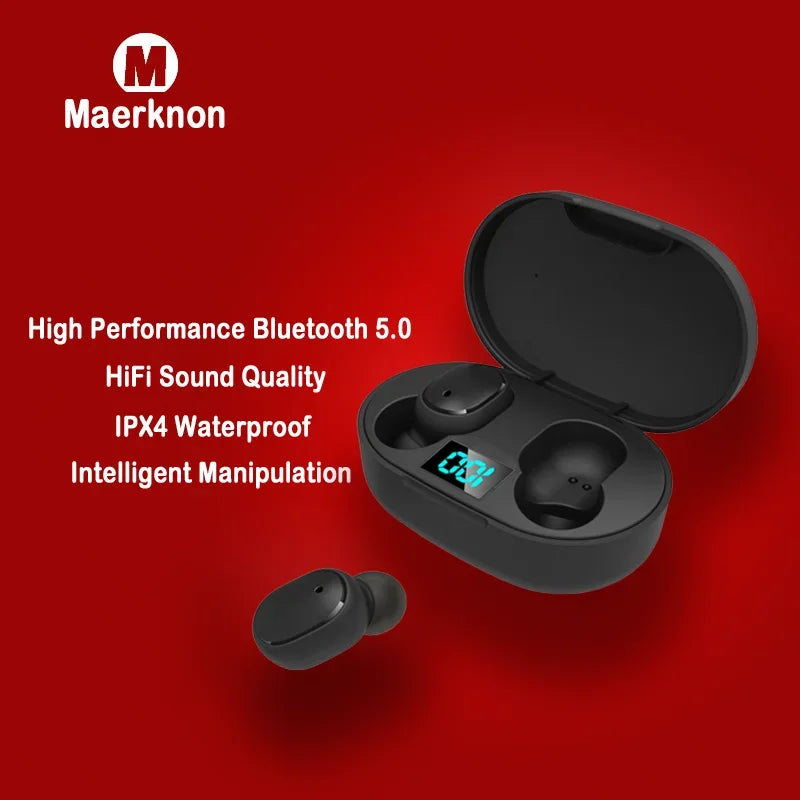 Auriculares Bluetooth TWS E6S Inalámbricos con Mic | Pantalla LED | Cancelación de Ruido