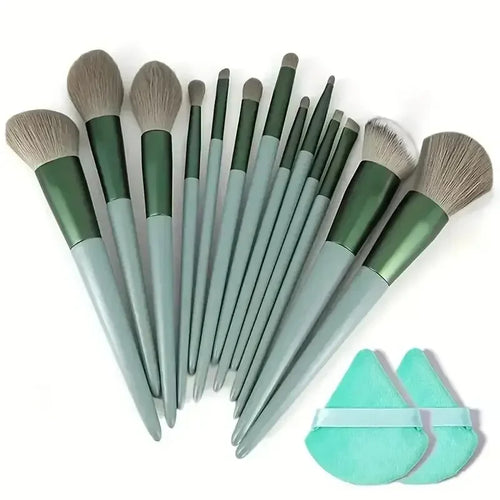 Set de Brochas de Maquillaje Profesional 13 piezas | Kabuki, Difuminadoras, Base y Sombras
