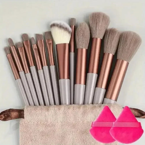 Set de Brochas de Maquillaje Profesional 13 piezas | Kabuki, Difuminadoras, Base y Sombras