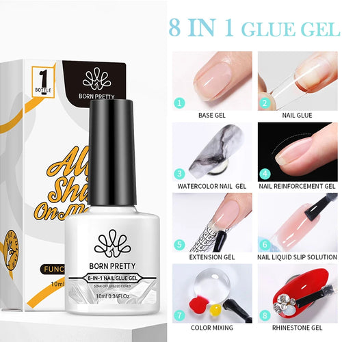 BORN PRETTY Gel de Uñas 10ml | Base Gel, Capa de Acabado, Gel Caucho, Gel de Refuerzo | Manicura UV/LED