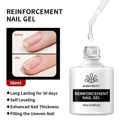 BORN PRETTY Gel de Uñas 10ml | Base Gel, Capa de Acabado, Gel Caucho, Gel de Refuerzo | Manicura UV/LED