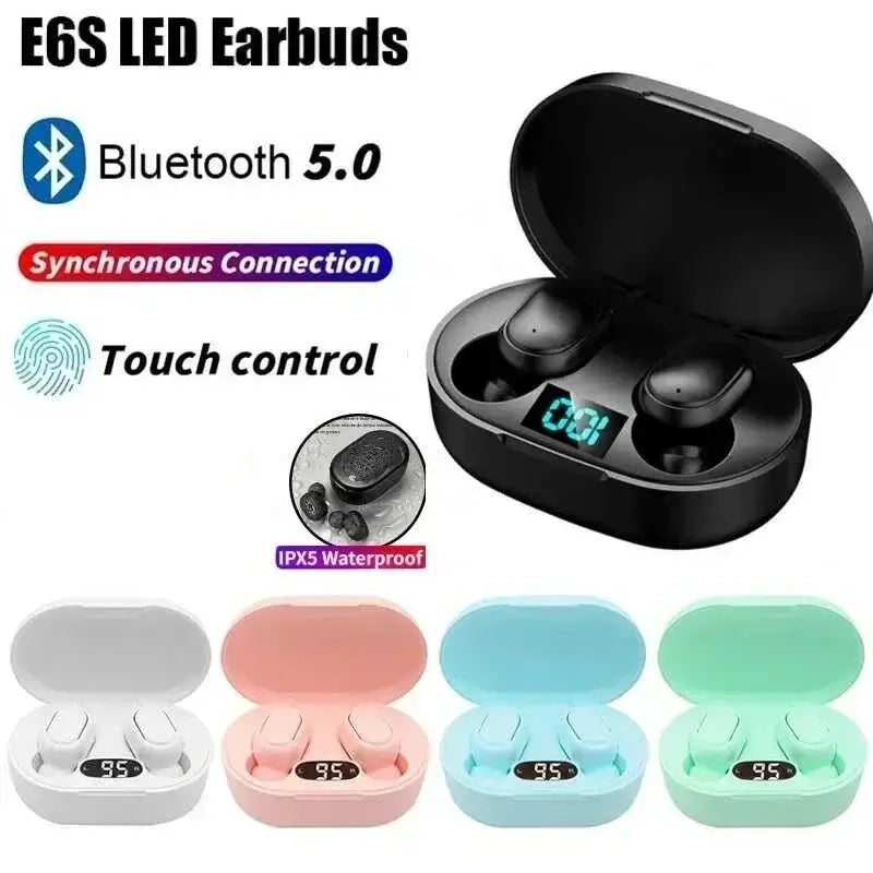 Auriculares Bluetooth TWS E6S Inalámbricos con Mic | Pantalla LED | Cancelación de Ruido