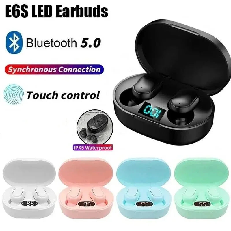 Auriculares Bluetooth TWS E6S Inalámbricos con Mic | Pantalla LED | Cancelación de Ruido