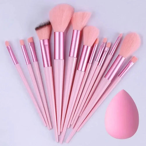 Set de Brochas de Maquillaje Profesional 13 piezas | Kabuki, Difuminadoras, Base y Sombras