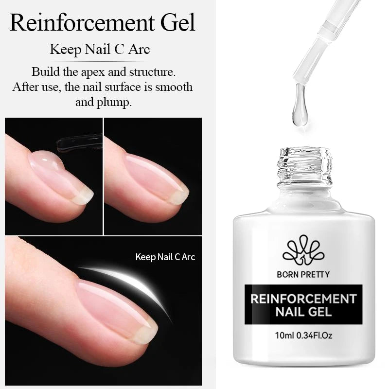 BORN PRETTY Gel de Uñas 10ml | Base Gel, Capa de Acabado, Gel Caucho, Gel de Refuerzo | Manicura UV/LED