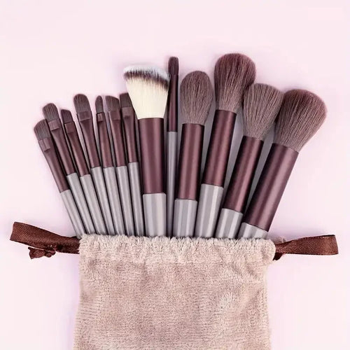 Set de Brochas de Maquillaje Profesional 13 piezas | Kabuki, Difuminadoras, Base y Sombras