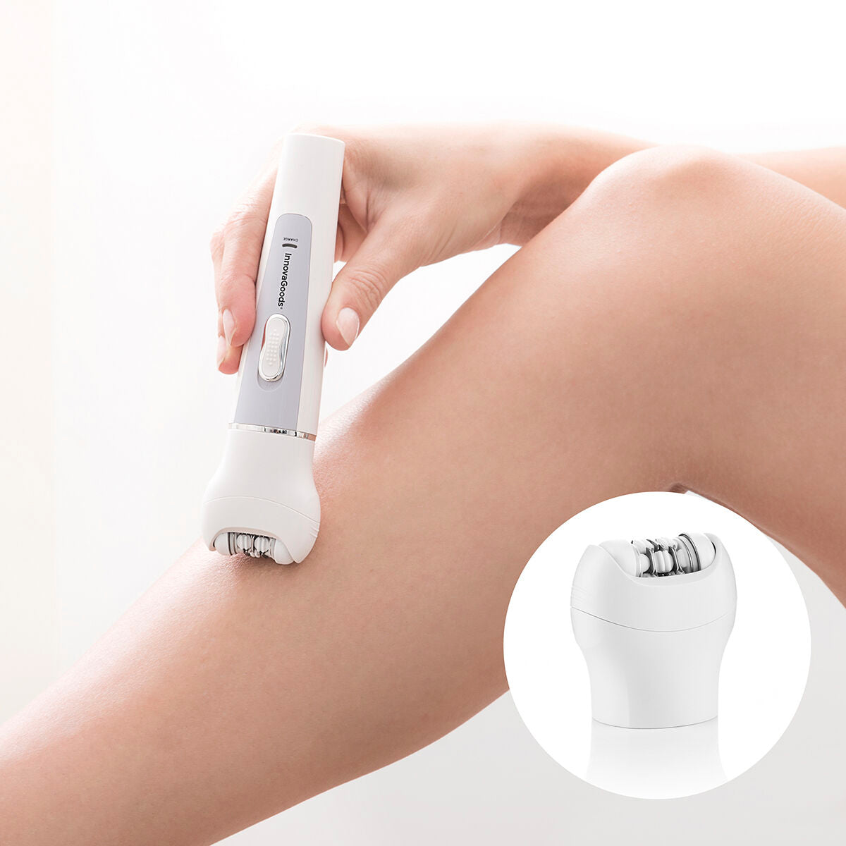 Depiladora íntima recargable InnovaGoods Wellness Beauté en uso, ideal para higiene íntima y cuidado delicado.