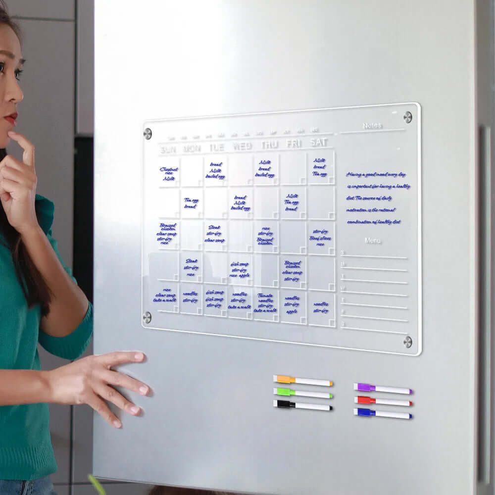 Fridge Magnet Sticker Calendar Weekly Planner Message Boards Reusable Dry Erase Board Schedule Transparent Fridge Message Menu