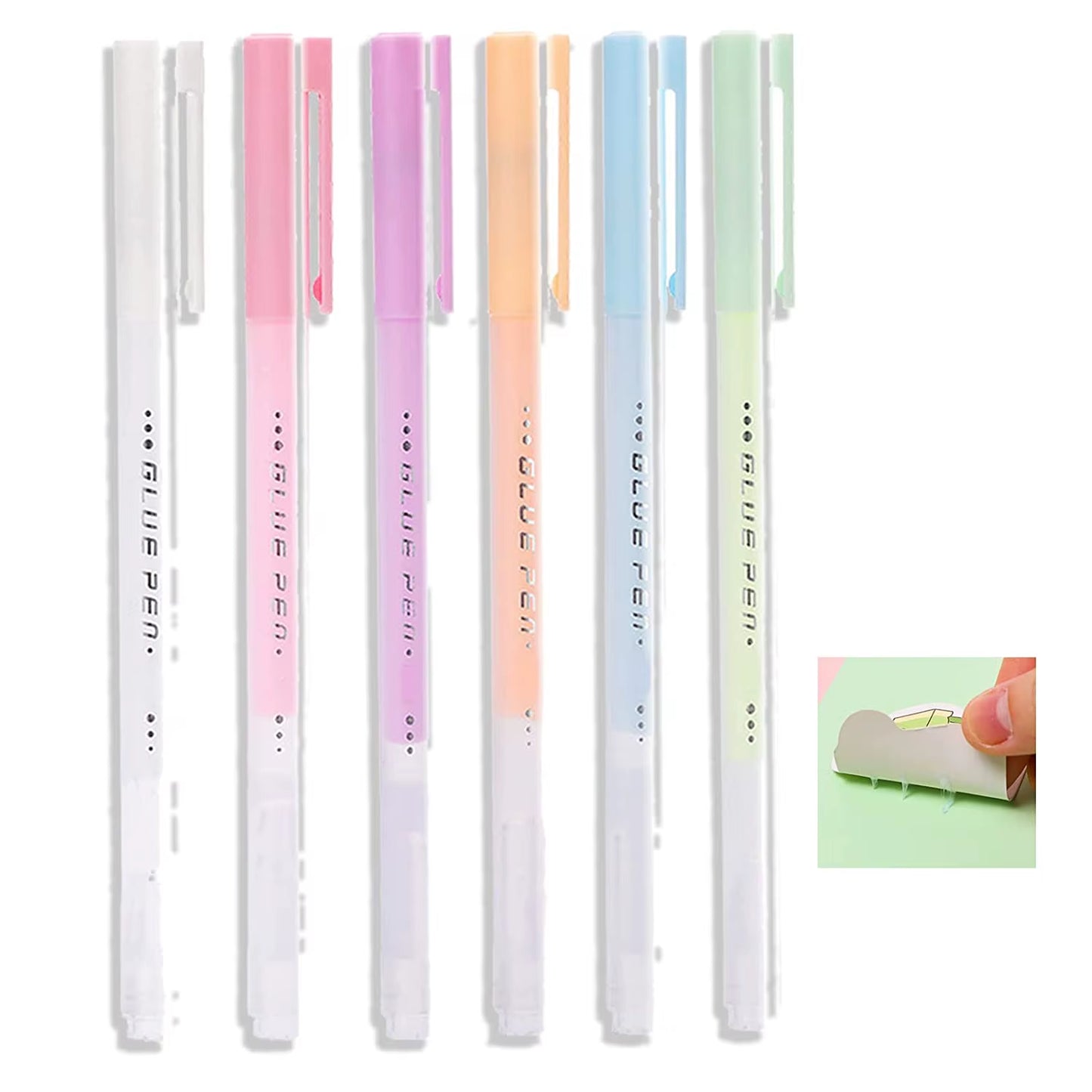 6Pcs Scrapbook Quick Dry Glue Pens Adhesive Glue Pen Crafting Fabric Pen Liquid Glue Pen for Scrapbooking Papercrafts Accessorie
