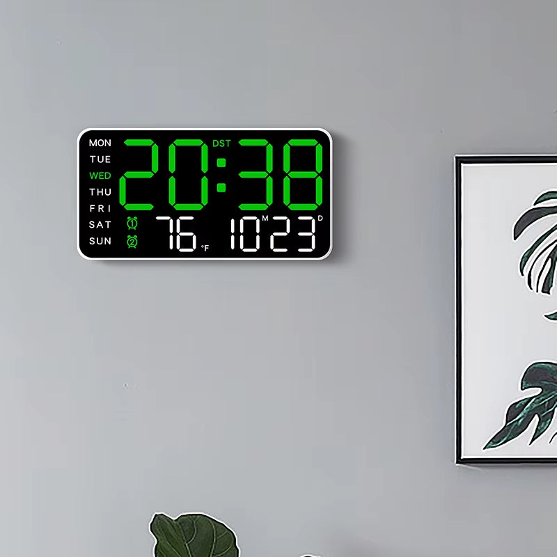 Large Digital Wall Clock Temp Date Week Display Remote Control USB Powered Table Clock Wall-Mounted Dual Alarms LED Clocks