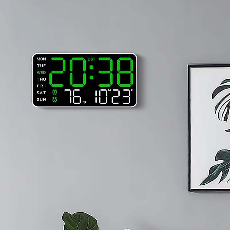 Large Digital Wall Clock Temp Date Week Display Remote Control USB Powered Table Clock Wall-Mounted Dual Alarms LED Clocks