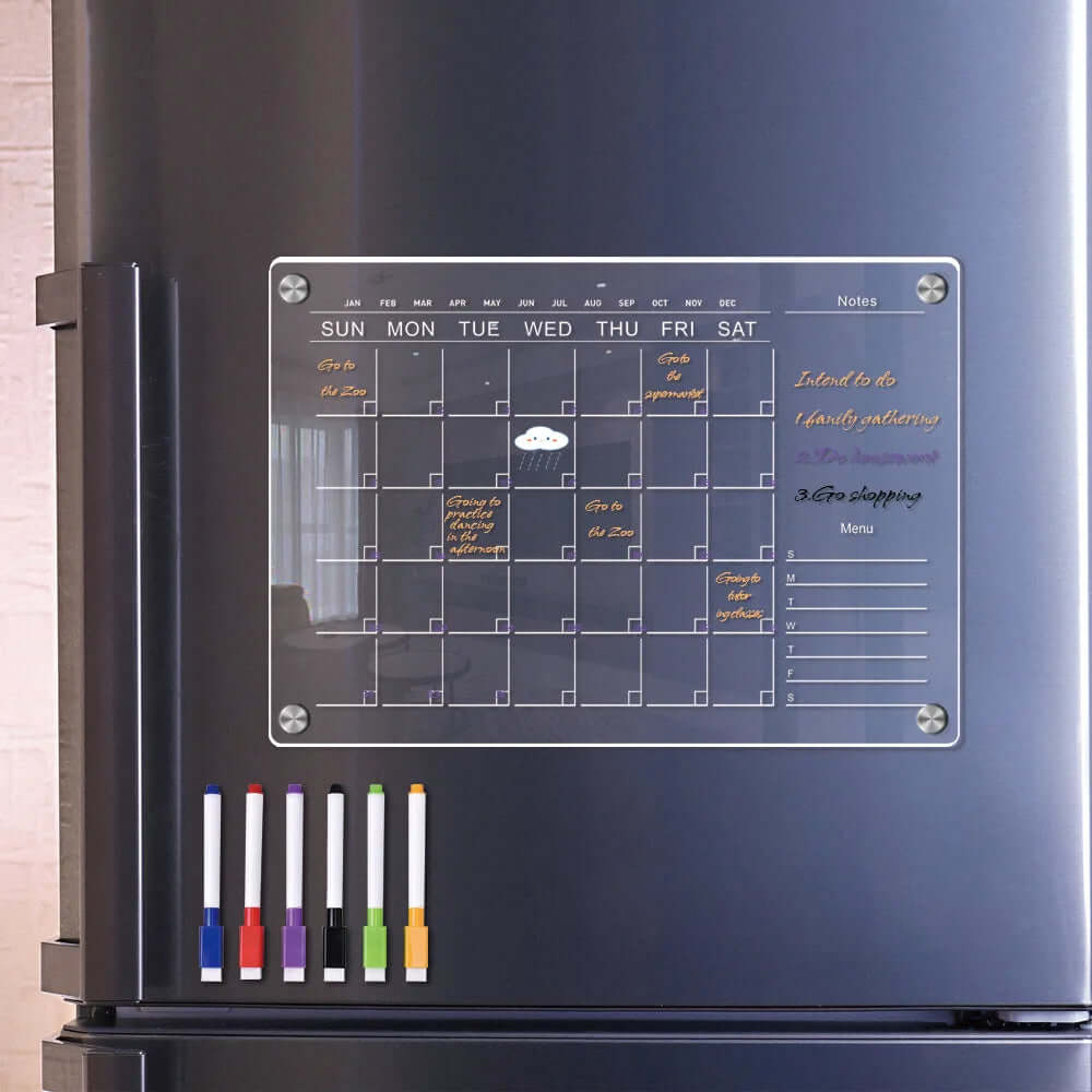 Fridge Magnet Sticker Calendar Weekly Planner Message Boards Reusable Dry Erase Board Schedule Transparent Fridge Message Menu