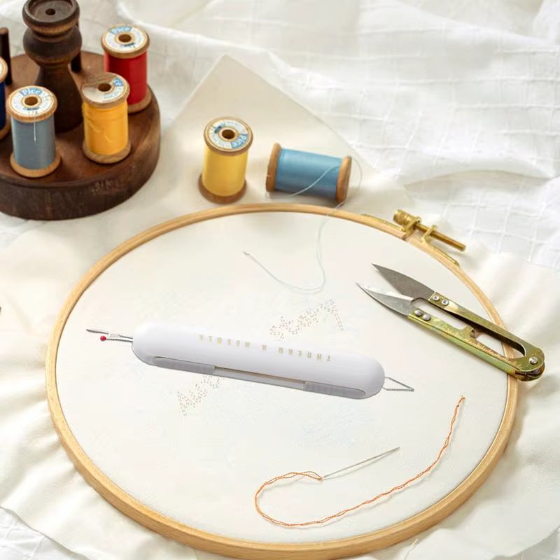 Needle Threader Seam Ripper 2-In-1 Manual Threader Stitching Remover Household Sewing Accessories Double End Design Needle Work