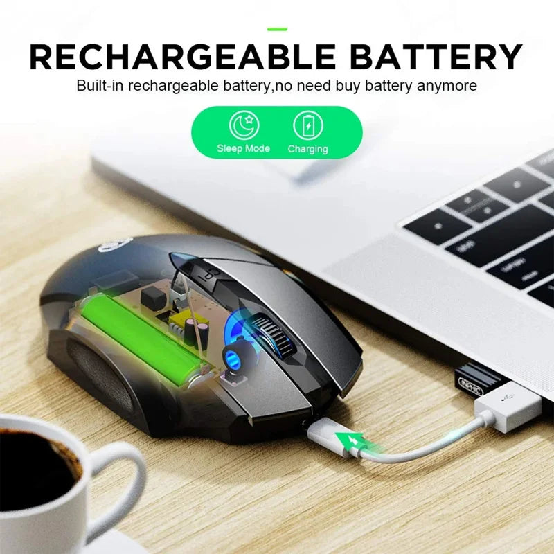 Bluetooth Compatible Mouse Rechargeable 2.4G Wireless Mouse Office Mute Support PC Laptop Tablet Smartphone Universal