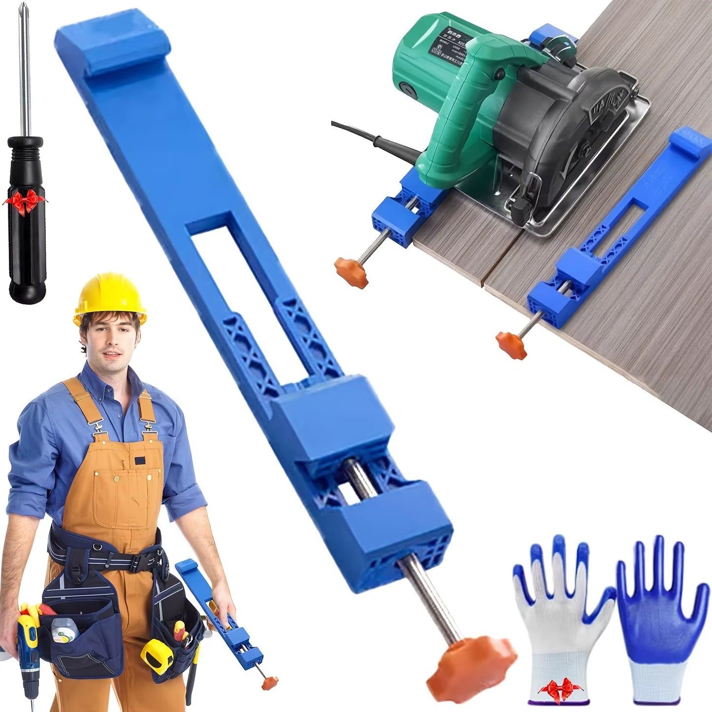 Linear Motion Guide Rail for Circular Saw, Adjustable Base Guide Rail with Clamp, Compatible with 3-1/2 to 7-Inch Circular Saw