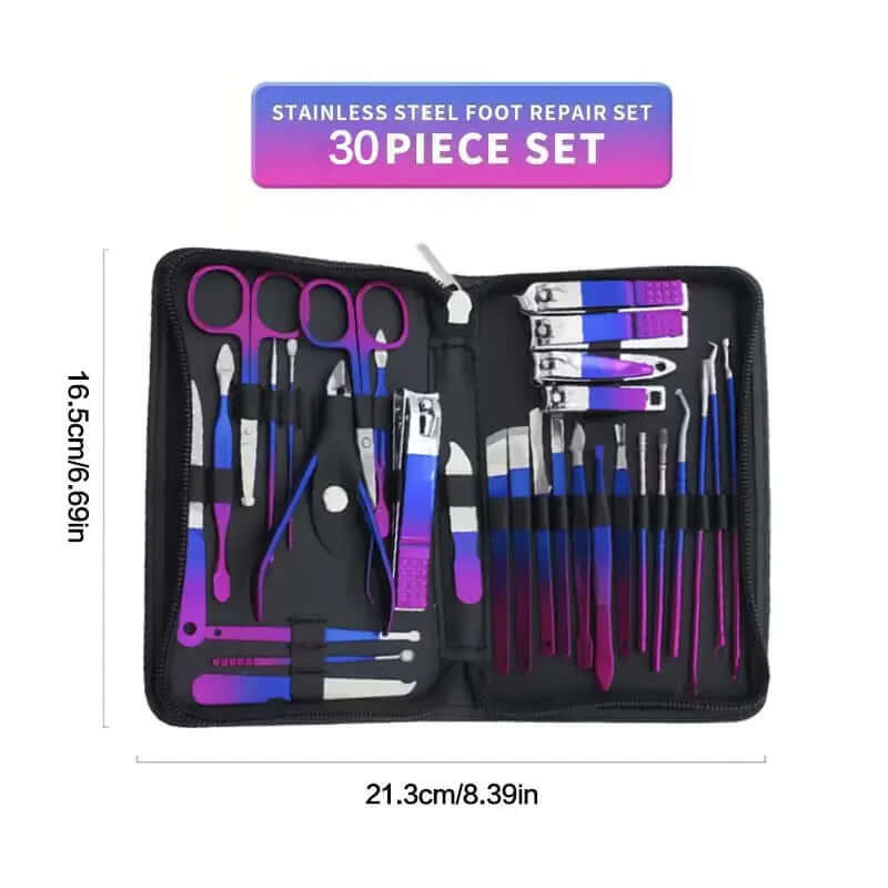 6-18Pcs Set Professional Stainless Steel Manicure & Pedicure Kit Precision Nail Care with Travel Case with Nail Clipper Scissor