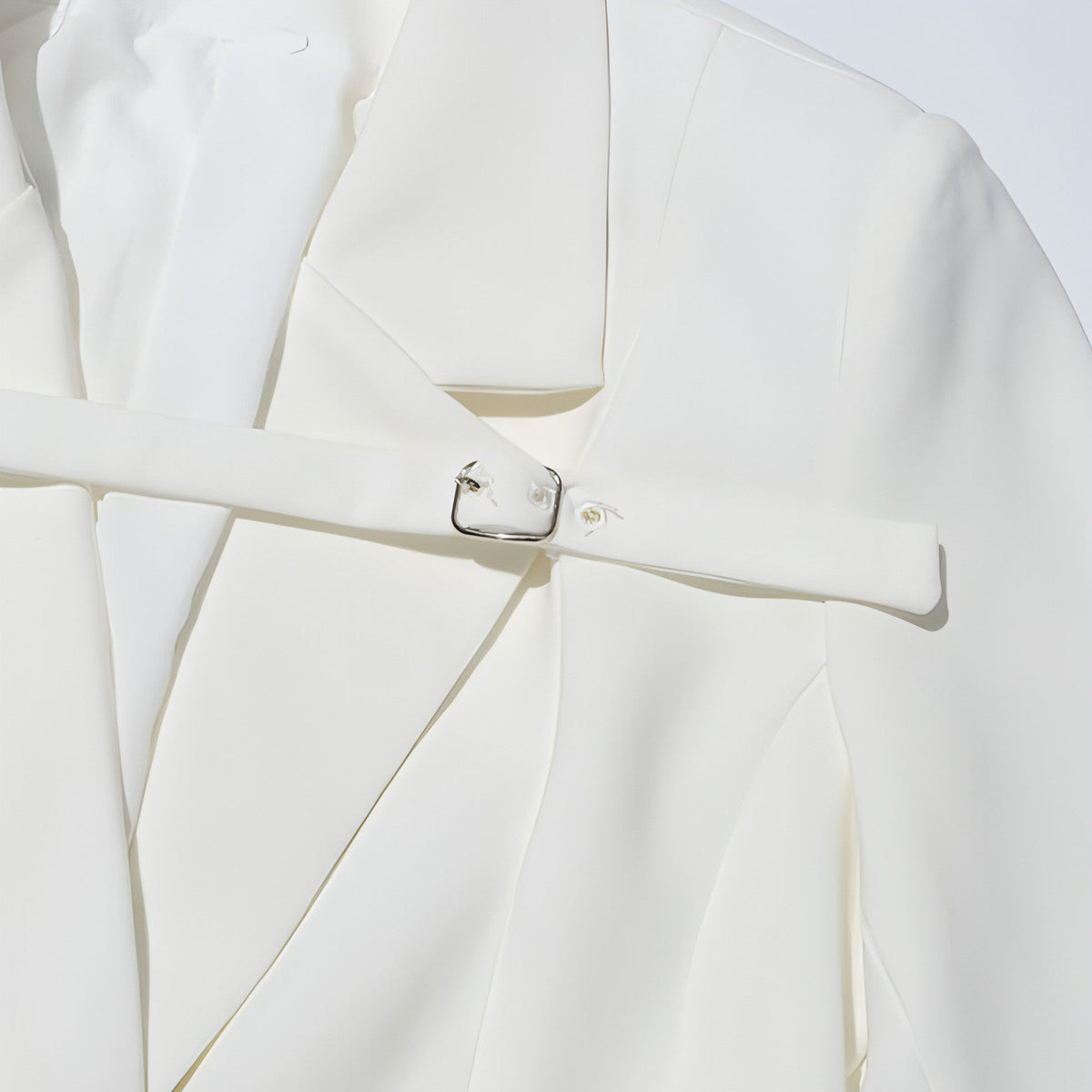 Chaqueta de Traje Slim Fit Patchwork | Mujer | Tejido Premium | Color Blanco