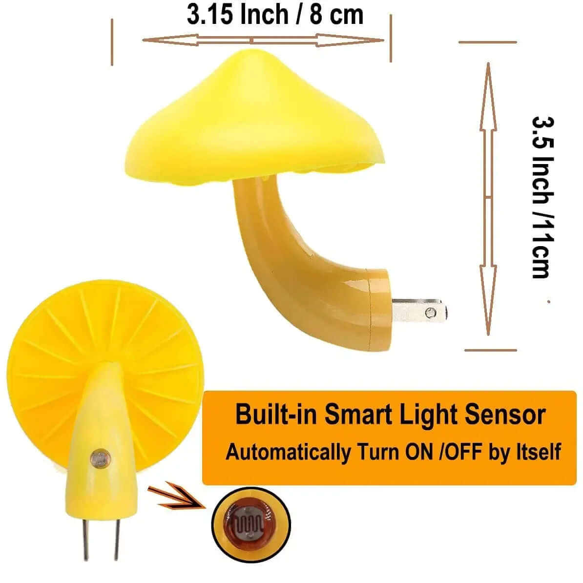 Light Sensor LED Night Light for Adults Kids Nightlight Cute Mushroom Night Light Plug in Wall Lamps for Bedroom Bathroom Toilet