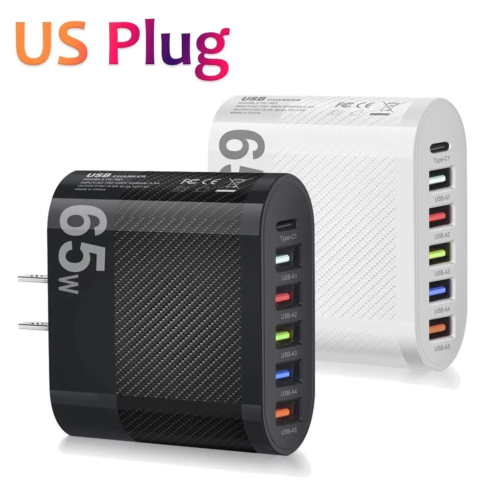 3.1A 5Ports USB Charger PD Charging Adapter for Xiaomi Iphone 13 Samsung Mobile Phone Plug Charging QC 3.0 Wall Charger