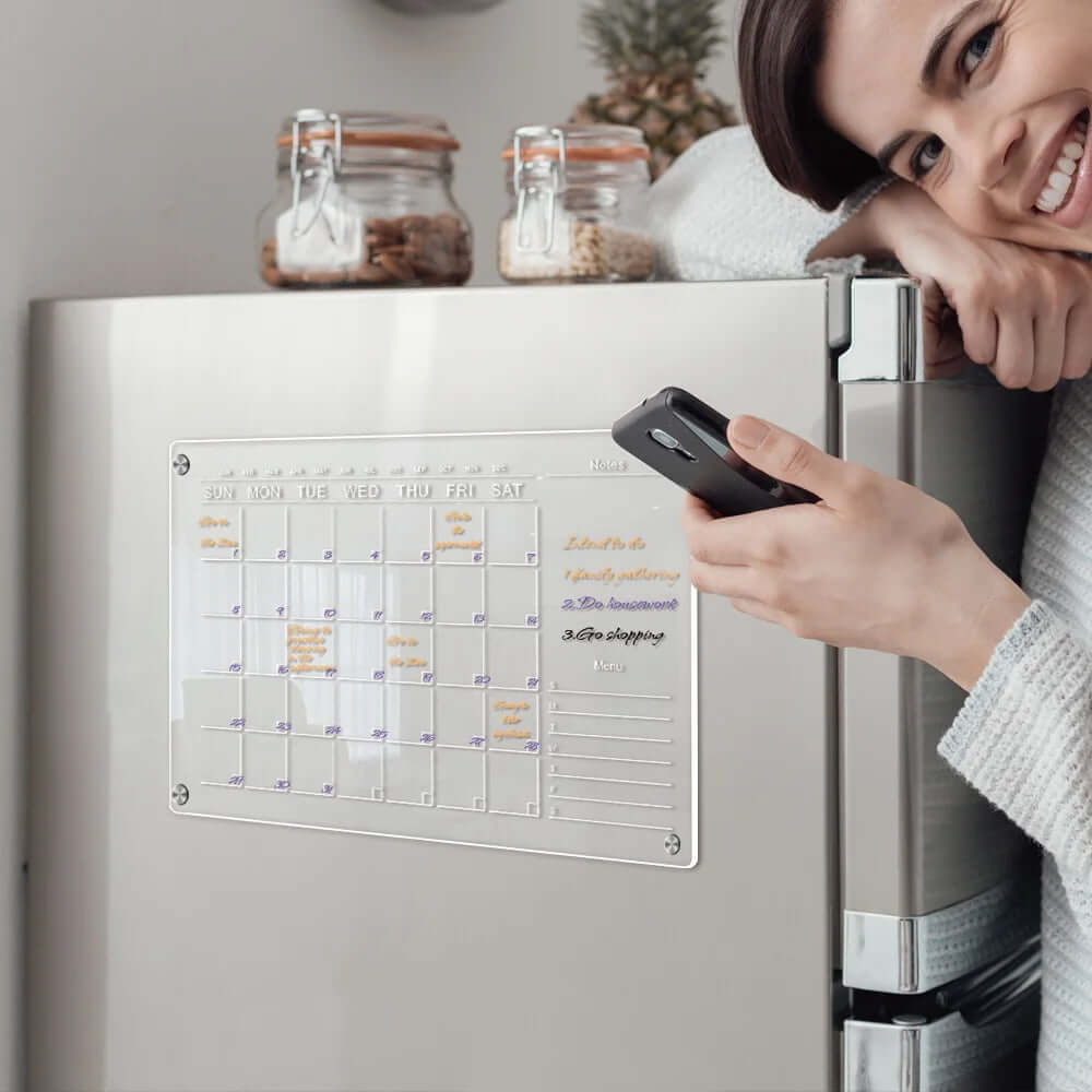 Fridge Magnet Sticker Calendar Weekly Planner Message Boards Reusable Dry Erase Board Schedule Transparent Fridge Message Menu