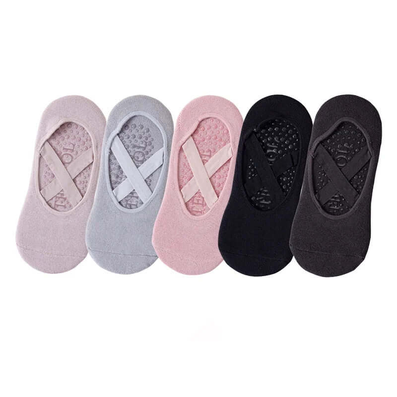 5 Pairs of Women'S Non-Slip Yoga Socks for Dance Pilates Gym, Breathable Cotton No-Show Socks with Silicone Grip, Indoor Workout