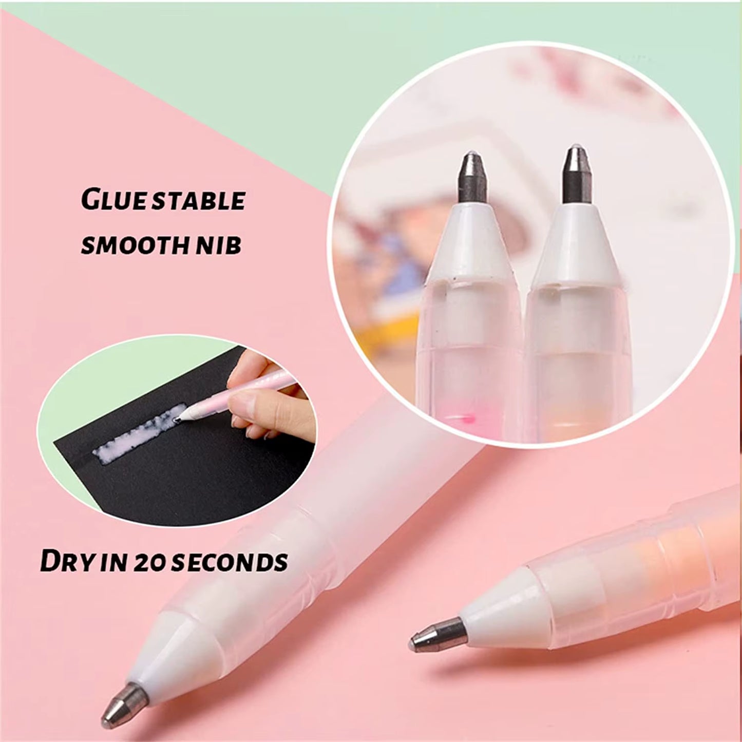 6Pcs Scrapbook Quick Dry Glue Pens Adhesive Glue Pen Crafting Fabric Pen Liquid Glue Pen for Scrapbooking Papercrafts Accessorie