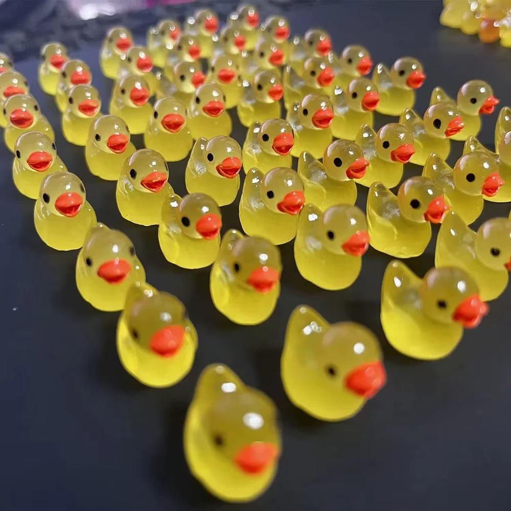 50PCS Glowing Mini Resin Little Ducks Moss Microlandscape Miniature Duck Figurines Fairy Garden Accessories Home Decor