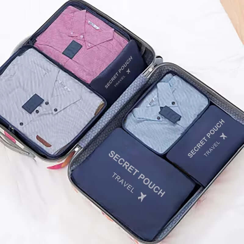 6 Pcs/Set Pink/Blue/Grey Travel Storage Bag Large Capacity Waterproof Luggage Clothing Underwear Storage Bag Bag with Zipper