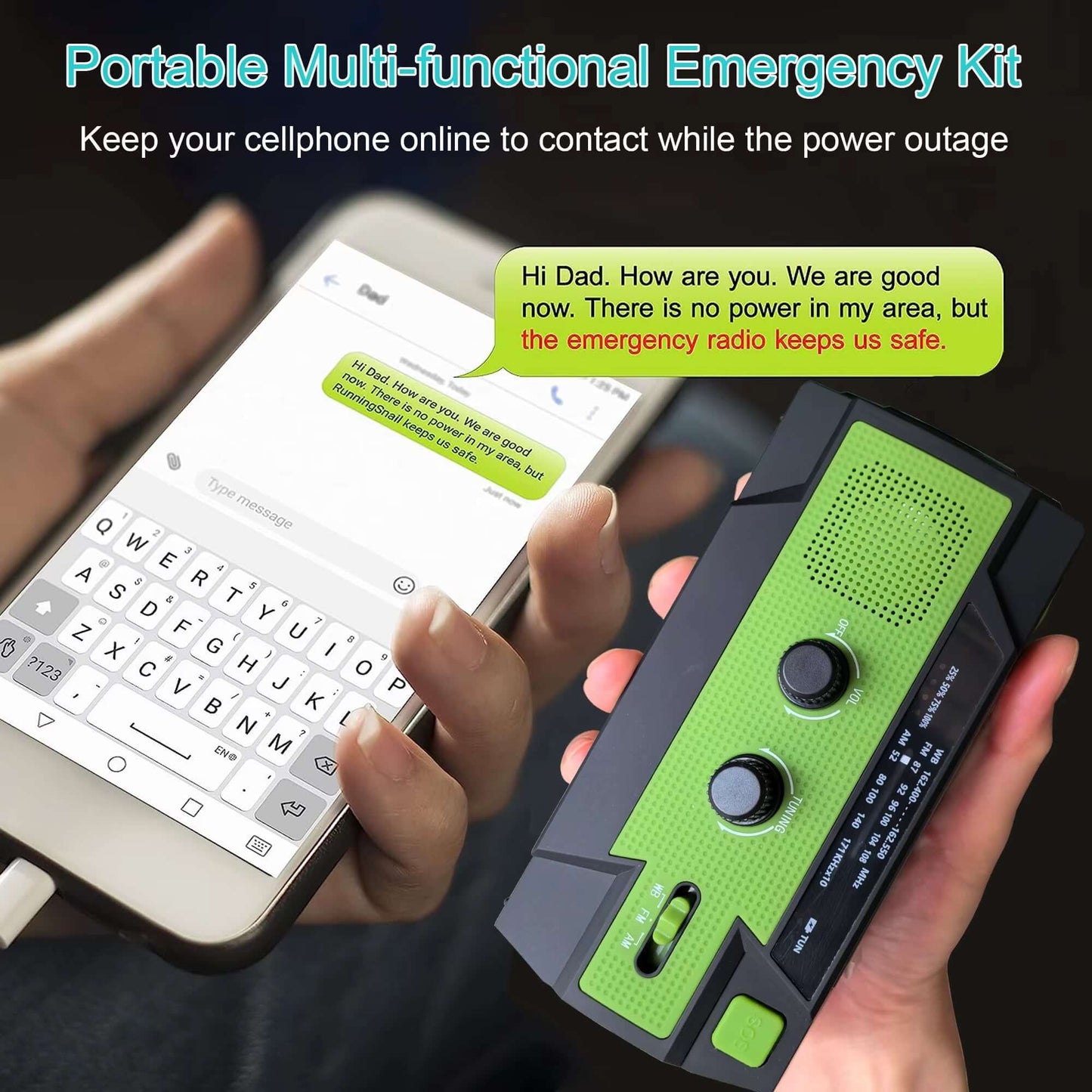 Emergency NOAA Weather Radio,Portable Hand Crank Radio,Solar Powered,Am/Fm,Sos Alarm,Flashlight 4000Mah Rechargeable Power Bank