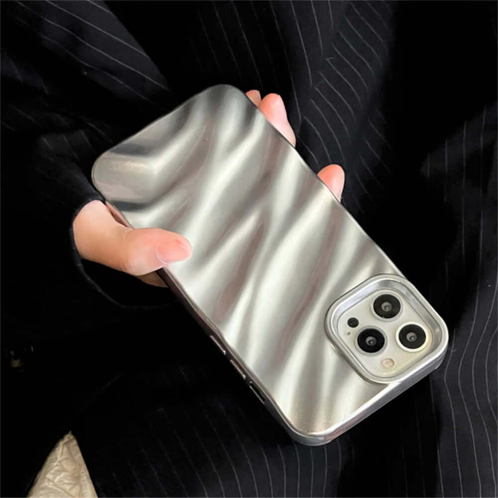 Luxury 3D Silver Silk Pattern Phone Case for Iphone 14 13 11 12 Pro Max X XS XR 7 8 plus SE 3 Brief Shockproof Soft Back Cover