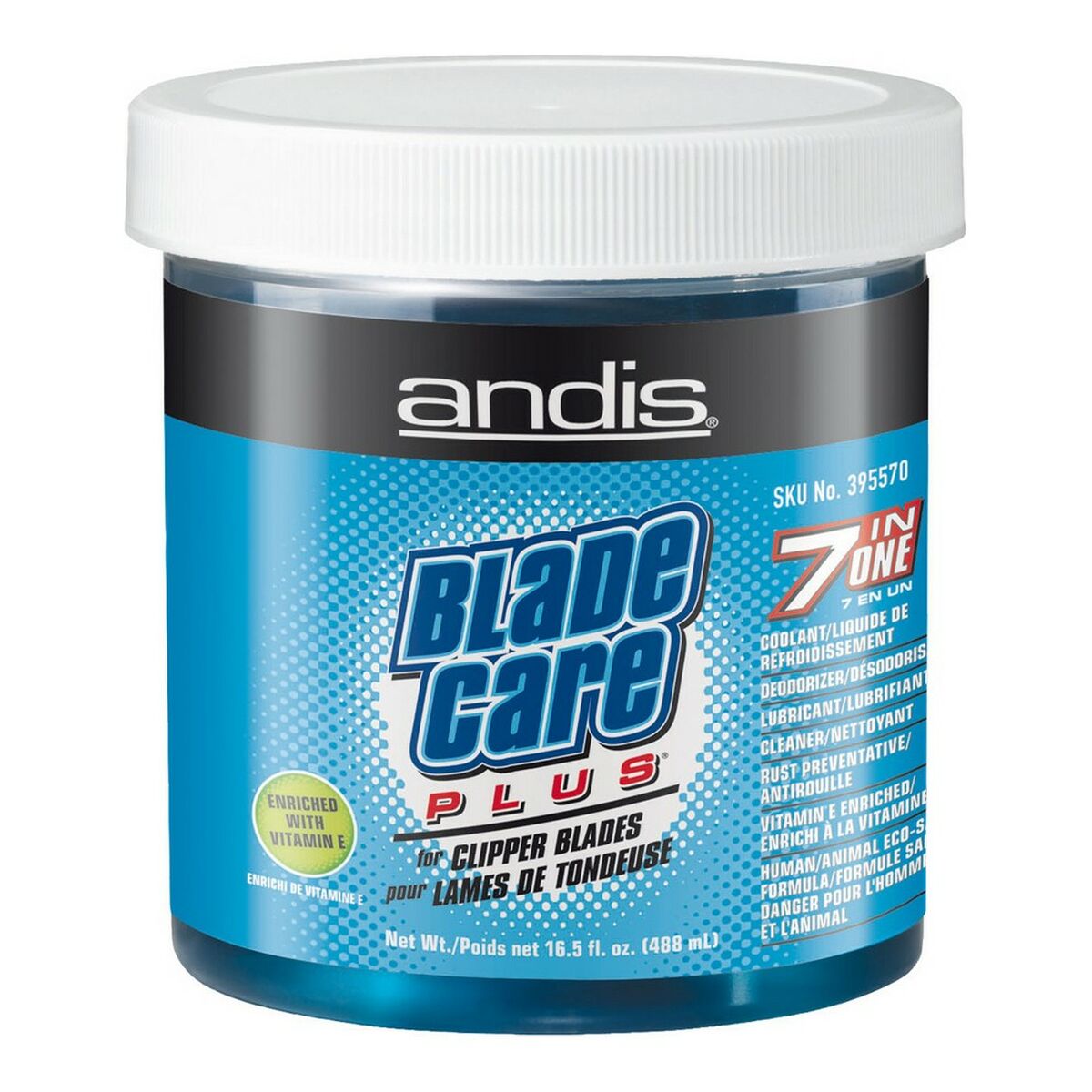 Refrigerante Andis 7 en 1 Tarro Limpiador para perros, 488 ml, enriquecido con vitamina E.