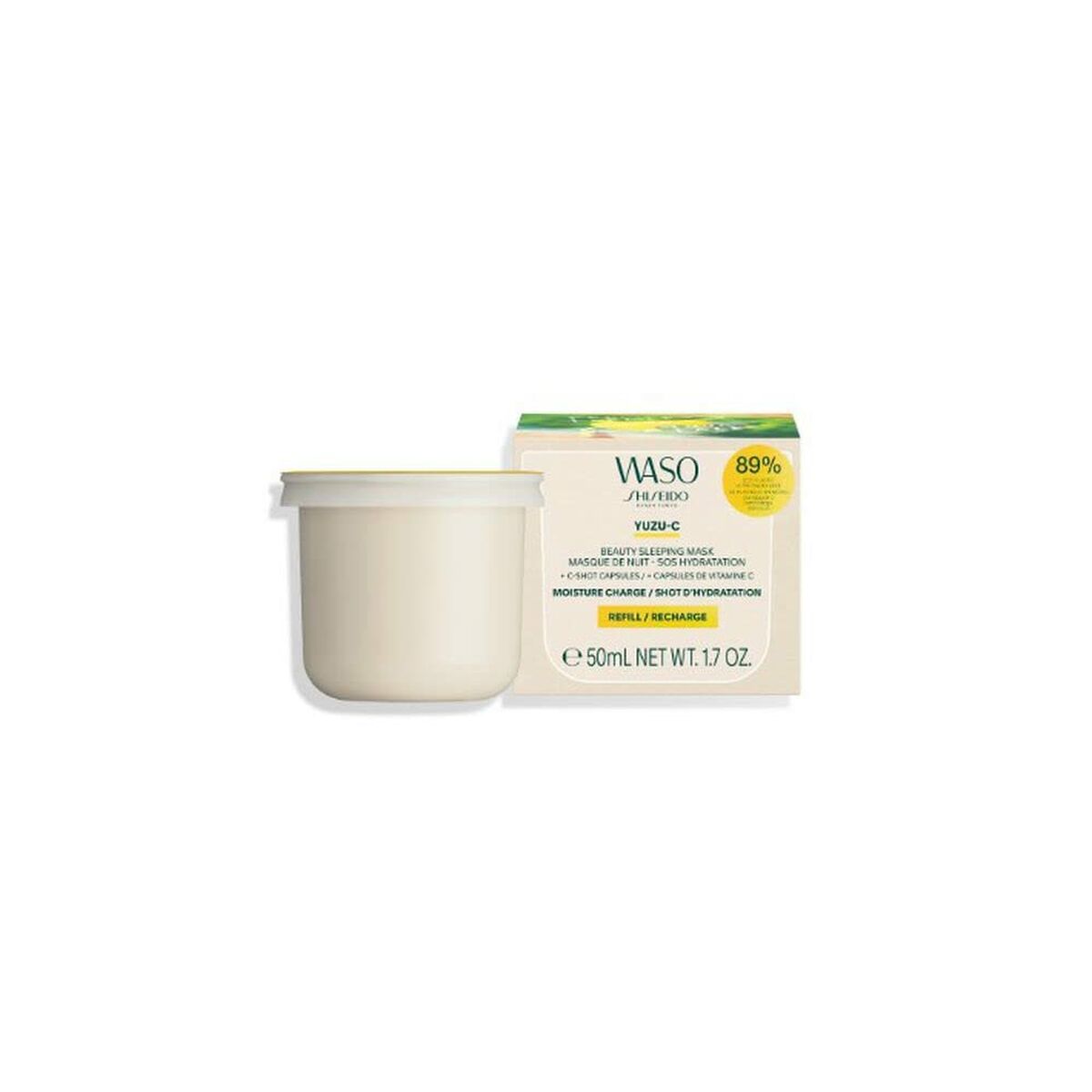 Mascarilla Hidratante de Noche Shiseido Waso Yuzu-C 50 ml Recarga, vegana y sostenible.