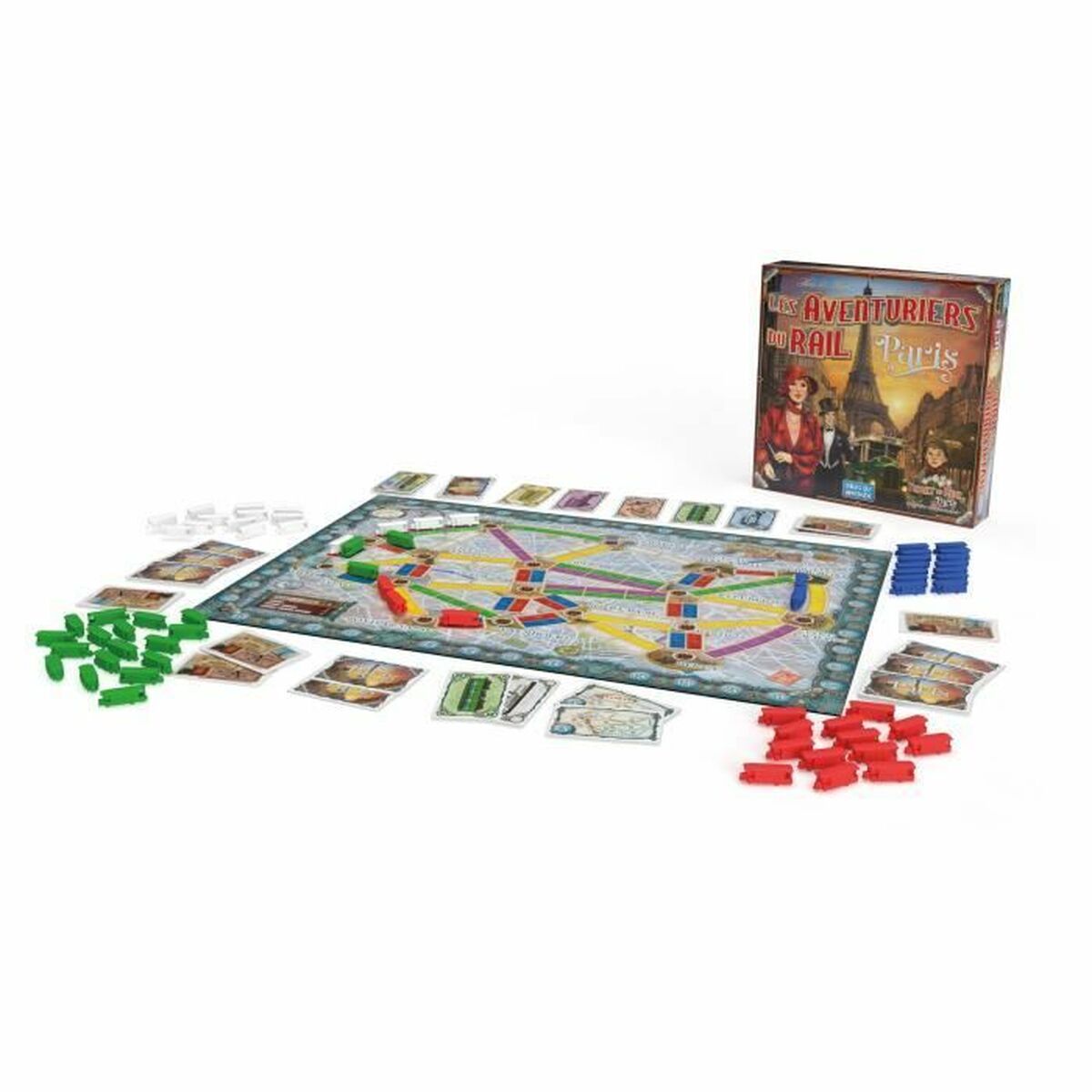 Juego de Mesa Asmodee Les Aventuriers du Rail - Paris con tablero y piezas de juego, ideal para 2 a 4 jugadores.