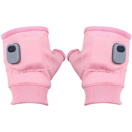 Rechargeable Heated Gloves 360 Degree Thermal Heated Gloves Winter Windproof Warm Fingerless Gloves for Outdoor Hiking Cycling