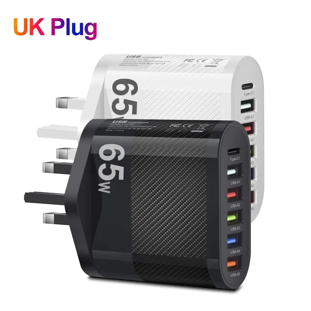3.1A 5Ports USB Charger PD Charging Adapter for Xiaomi Iphone 13 Samsung Mobile Phone Plug Charging QC 3.0 Wall Charger