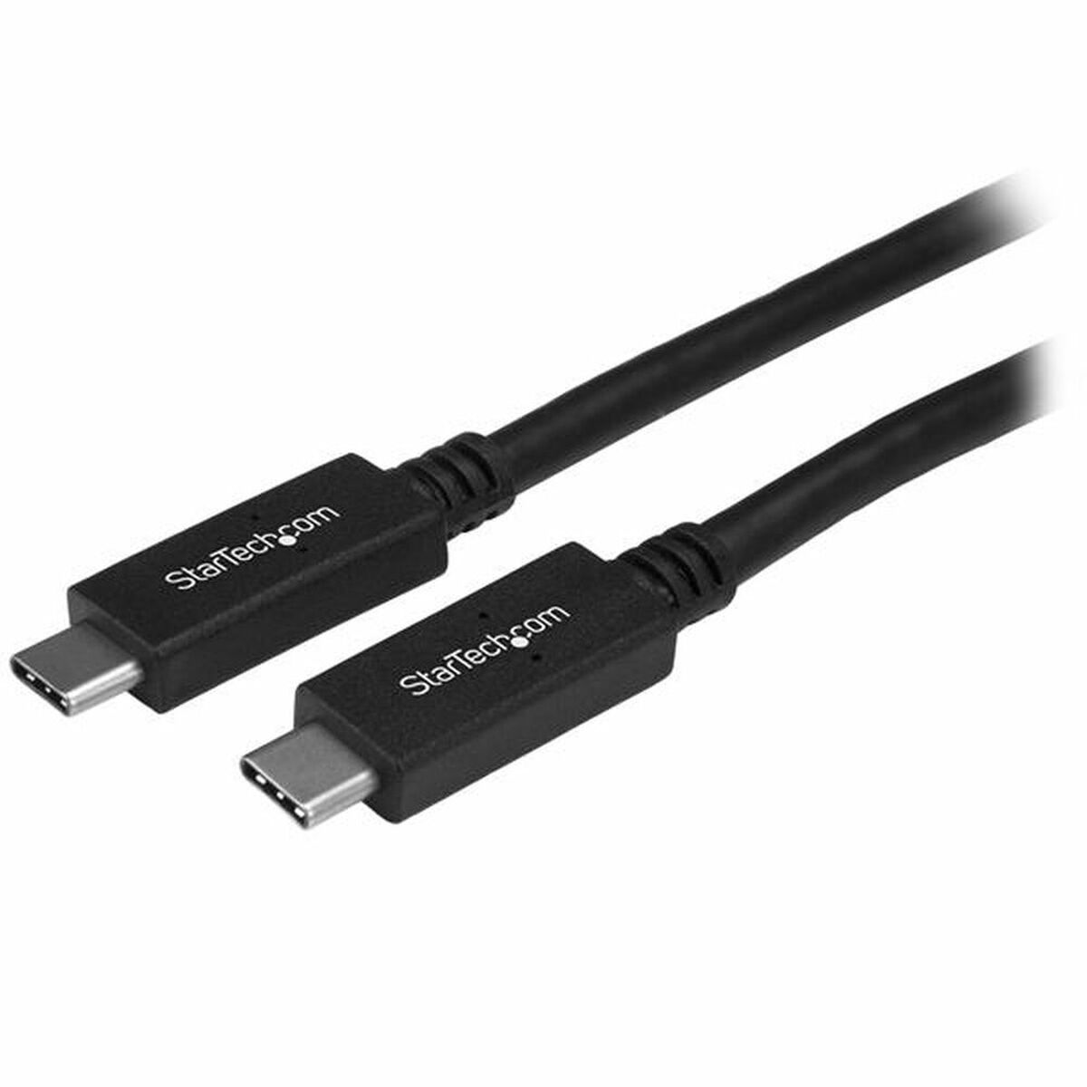Cable USB C Startech USB315CC1M USB C Negro con conexiones macho, 1 m, 5000 Mbit/s, ideal para transferencias rápidas.