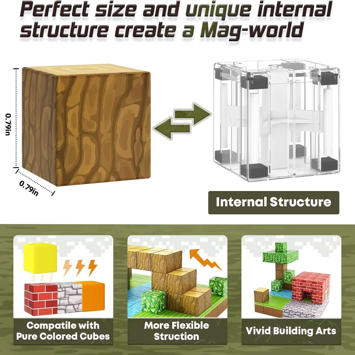 100Pcs Magnetic Blocks Toy Build Magnet Set for Boys Girls Stem Montessori Sensory Cubes for Toddlers Gift