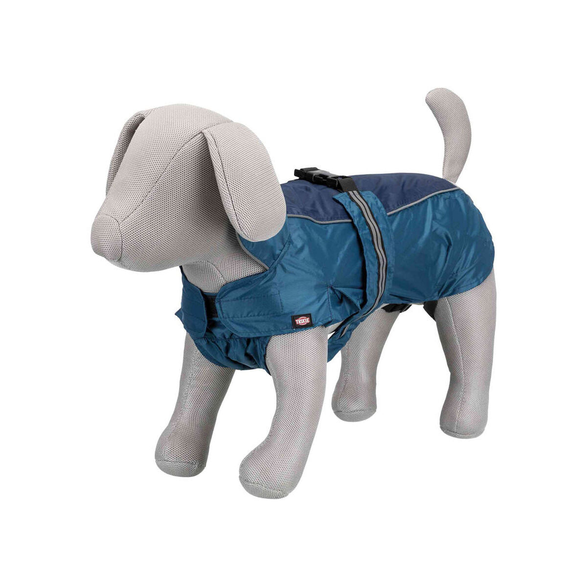 Chubasquero impermeable para perro azul Trixie Rouen S en modelo canino de exhibición