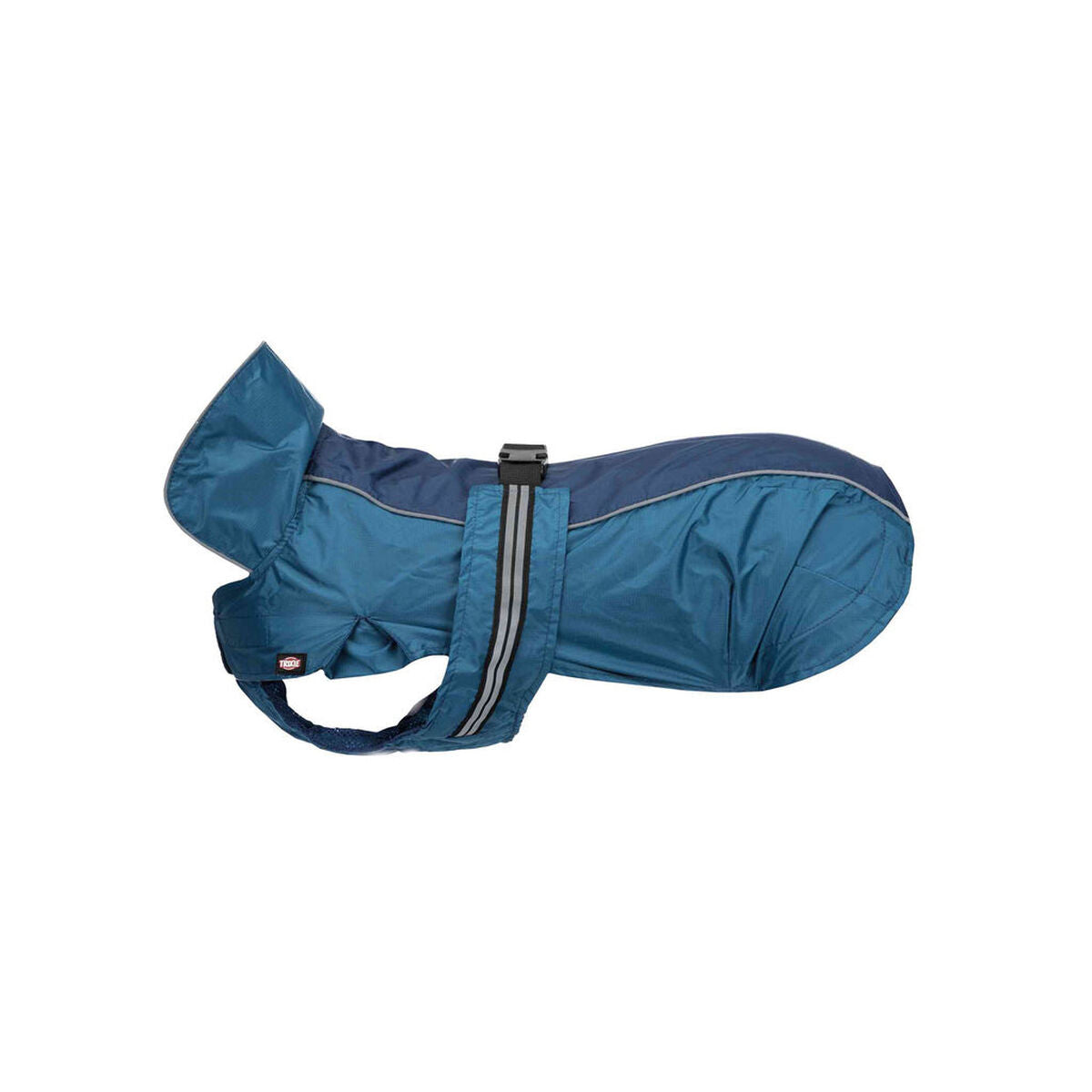Chubasquero impermeable para perro azul Trixie Rouen S, fabricado en poliéster Teflón, impermeable y ajustable.