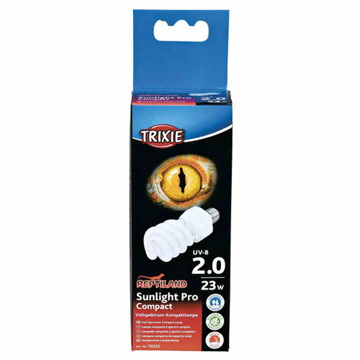 Bombilla infrarroja terrario Trixie Sunlight Pro en su empaque, ideal para reptiles y terrarios.