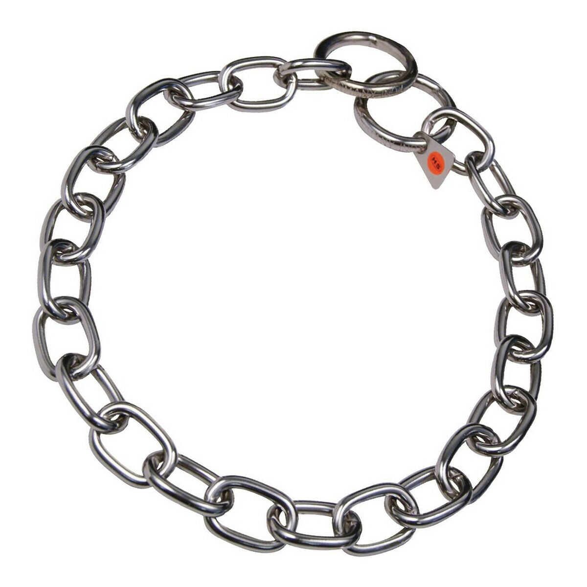 Collar para perro eslabones plateado 64 cm, hecho de acero inoxidable con eslabones semi-largo, diseño moderno.
