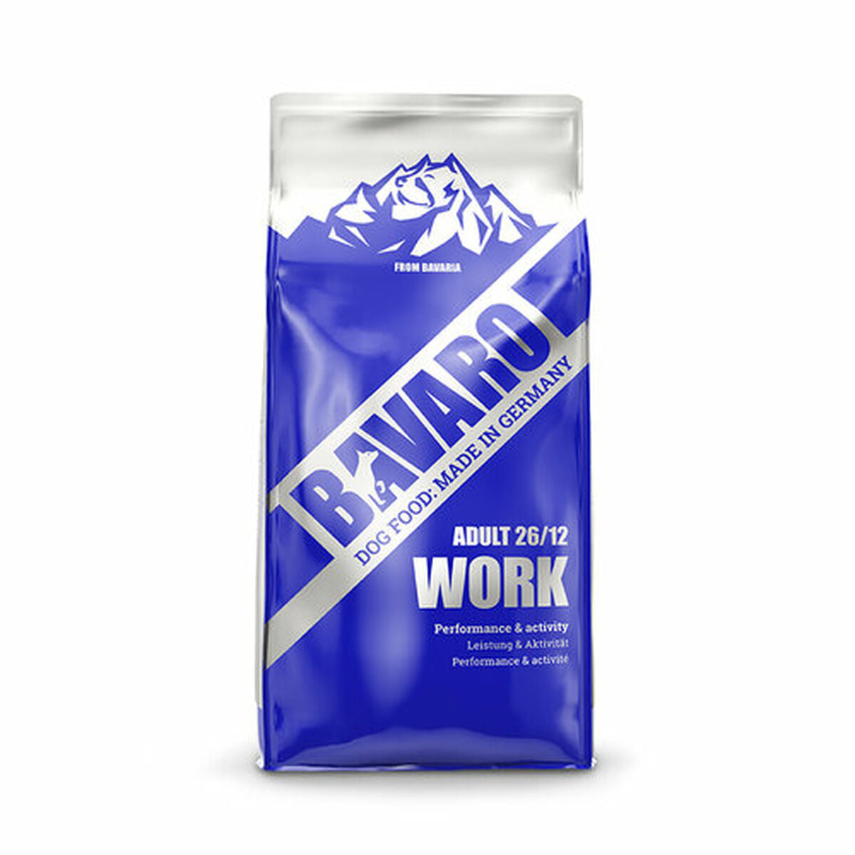 Pienso Josera BAVARO WORK ADULT 18kg en bolsa azul, alimento sólido para perros con necesidades específicas.