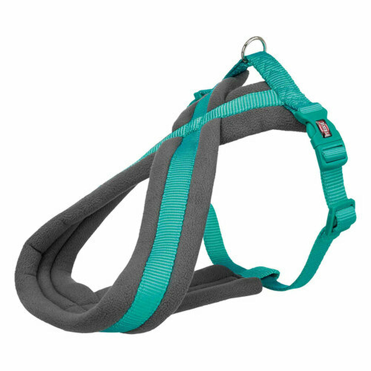 Arnés para perro ajustable azul océano Trixie Confort New Premium, acolchado y ajustable, talla M/L.