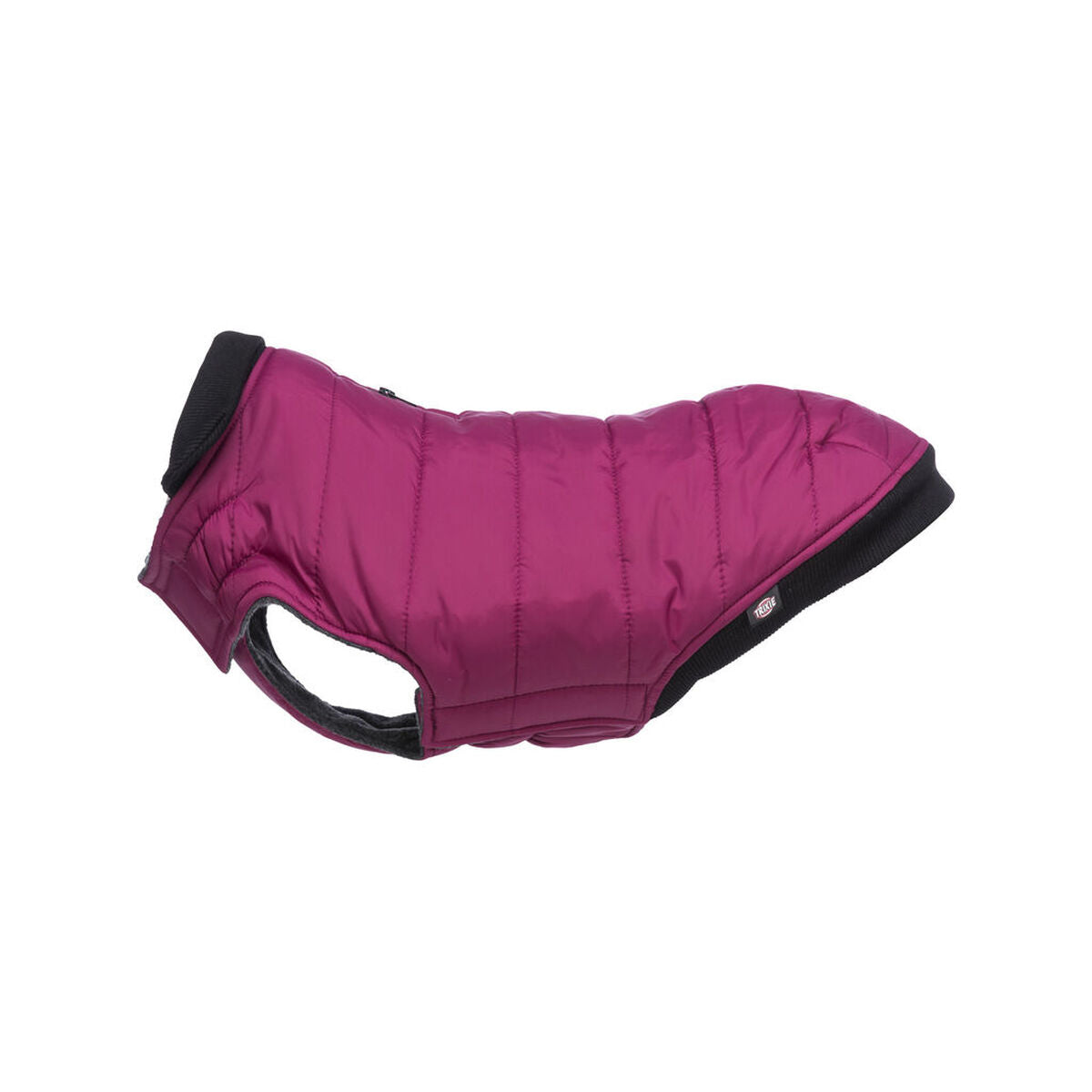 abrigo para perro morado Trixie en diseño acolchado y repelente de agua, talla XXS.