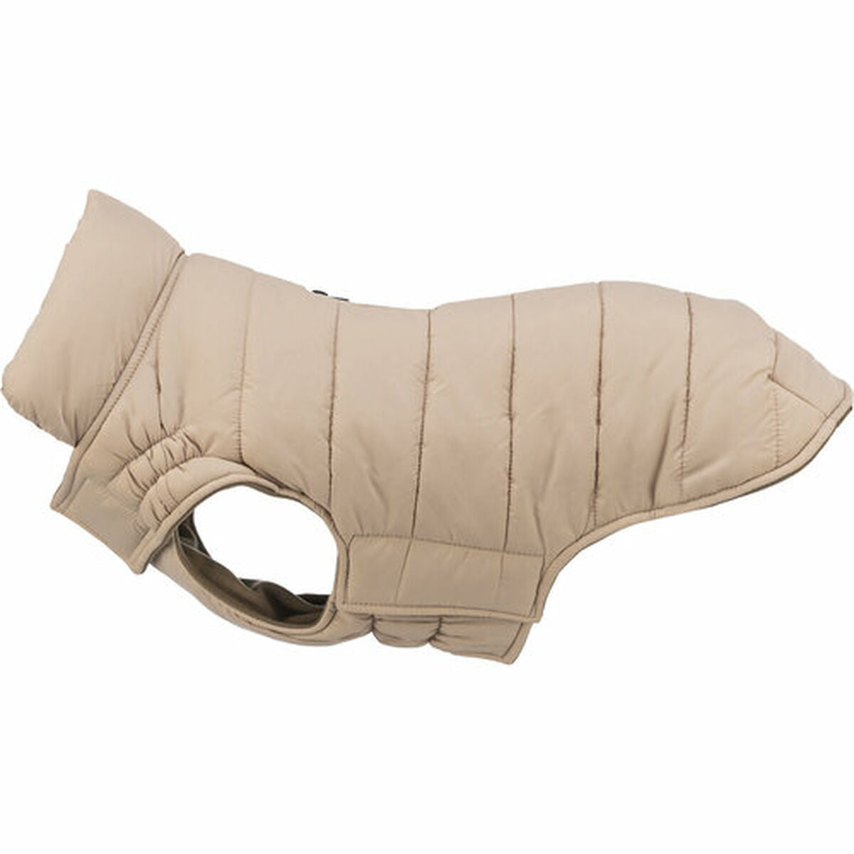 Abrigo para perro Trixie en color beige con diseño acolchado y ajuste cómodo para mascotas.