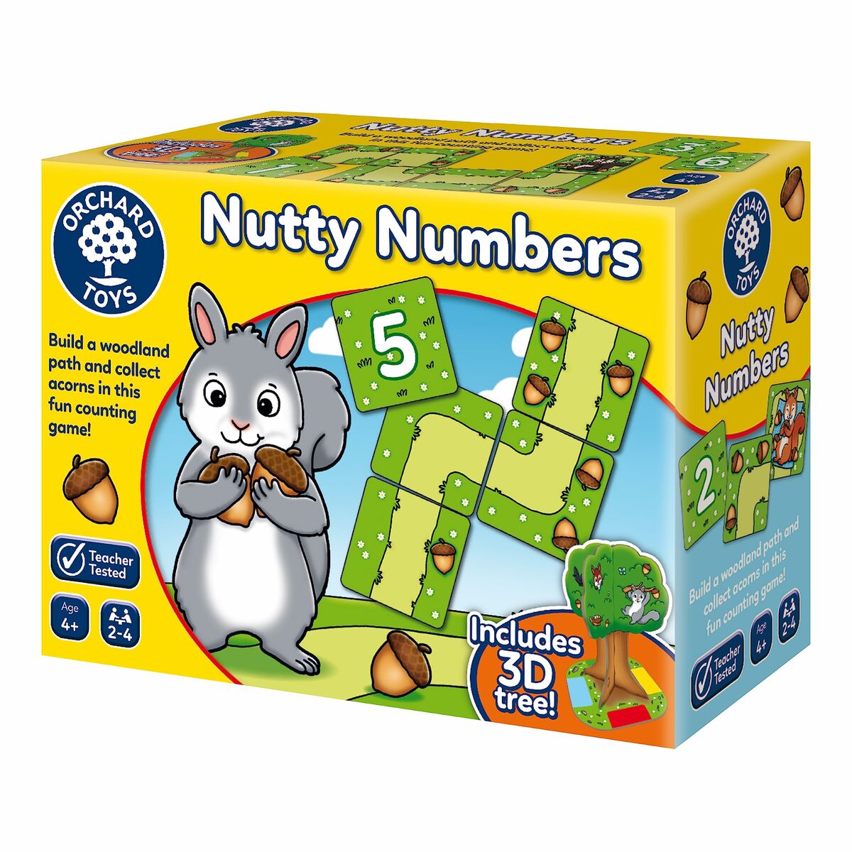 Juego Educativo Orchard Nutty Numbers, juego para contar y aprender, incluye árbol 3D, ideal para niños de 4 años.