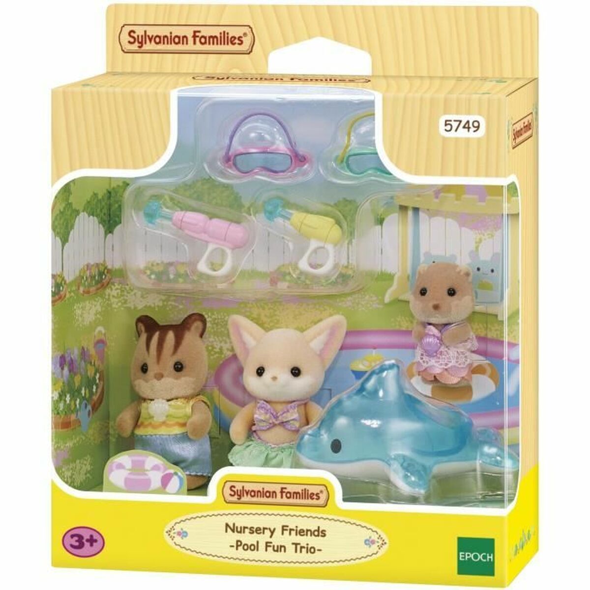 Accesorios Sylvanian Families piscina, trío Nursery Friends Pool Fun 5749 con figuras y accesorios para niños.